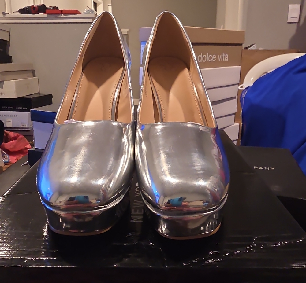 New York & Company Silver Platform Pumps